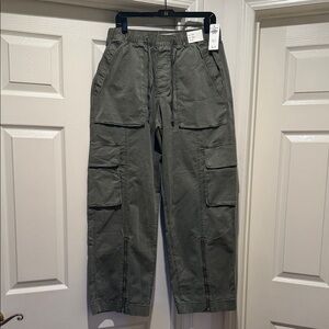 NWT Olive Baggy Wide Leg Cargo Drawstring Waist Women Relaxed Fit Trendy Med